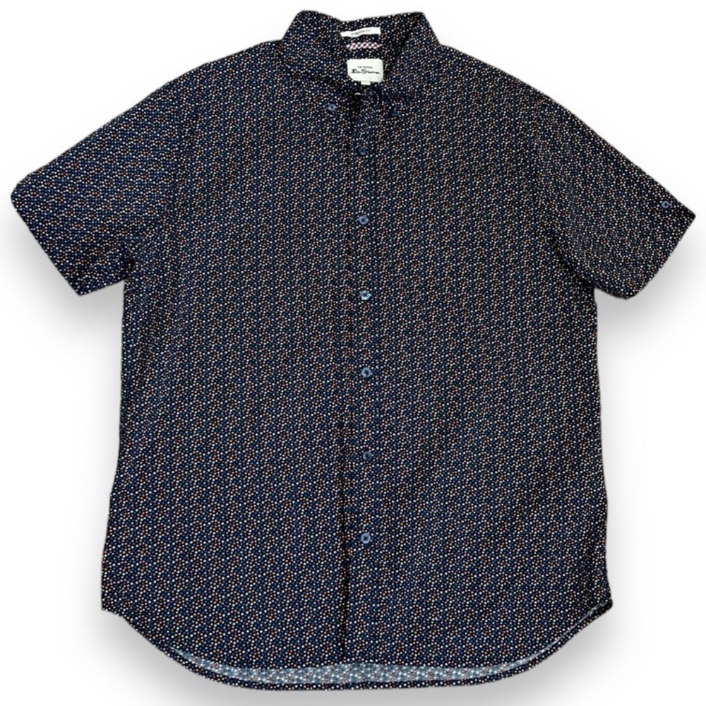 The Original Ben Sherman Men's Large Stretch Fit Shirt Polka Dots Short Sleeve